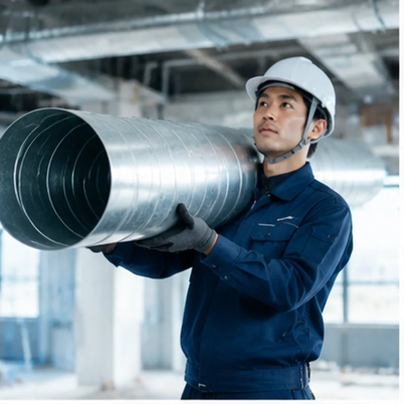 ダクトの設置作業